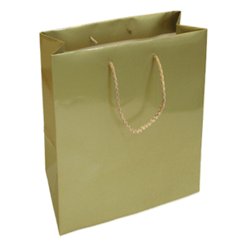 200g Coated Paper Bags - Gloss Laminated - Gold