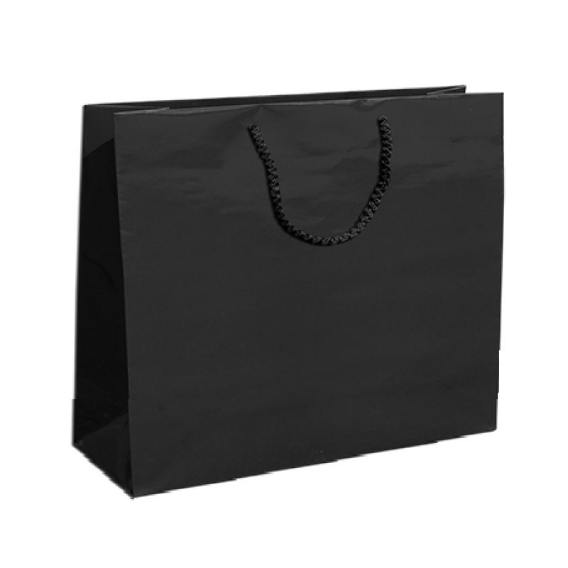 200g Coated Paper Bags - Gloss Laminated - Black