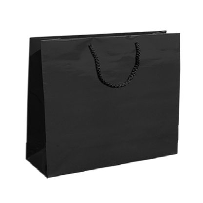 200g Coated Paper Bags - Gloss Laminated - Black