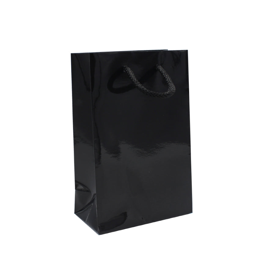 200g Coated Paper Bags - Gloss Laminated - Black