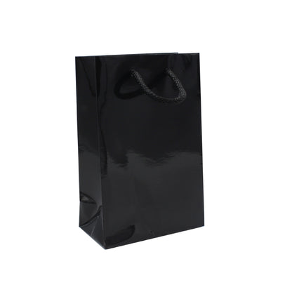200g Coated Paper Bags - Gloss Laminated - Black