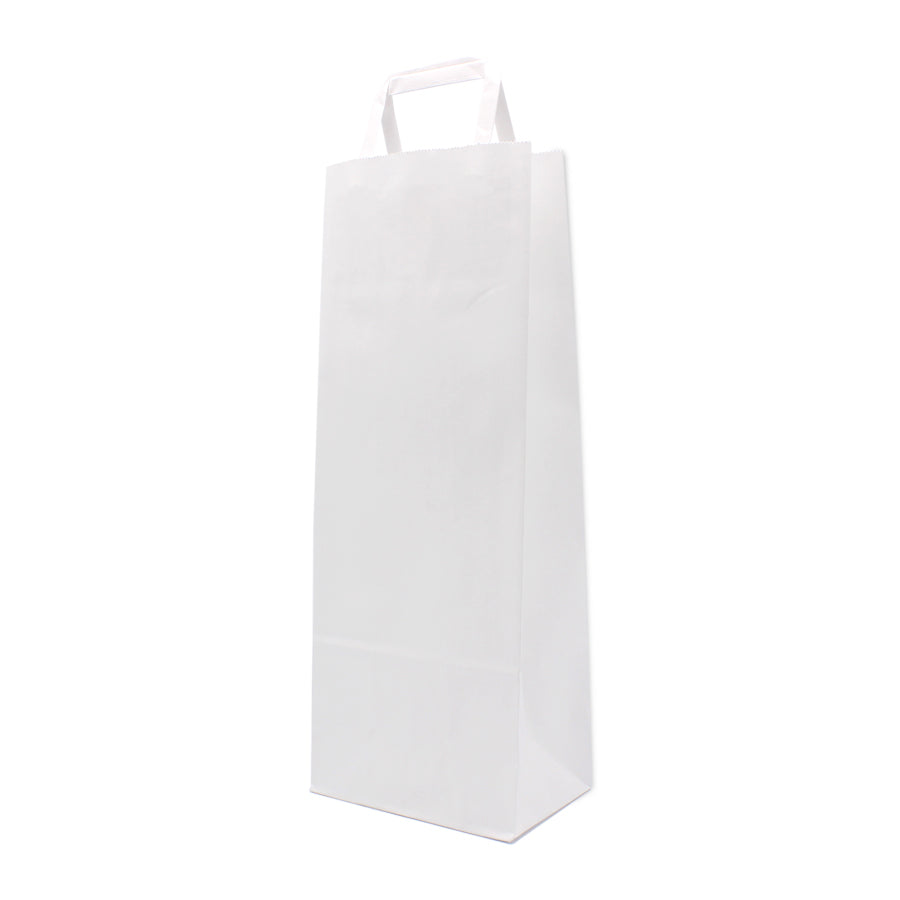 Sacos de Papel Kraft Branco Asa Plana para Garrafa - Branco