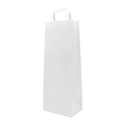 Sacos de Papel Kraft Branco Asa Plana para Garrafa - Branco