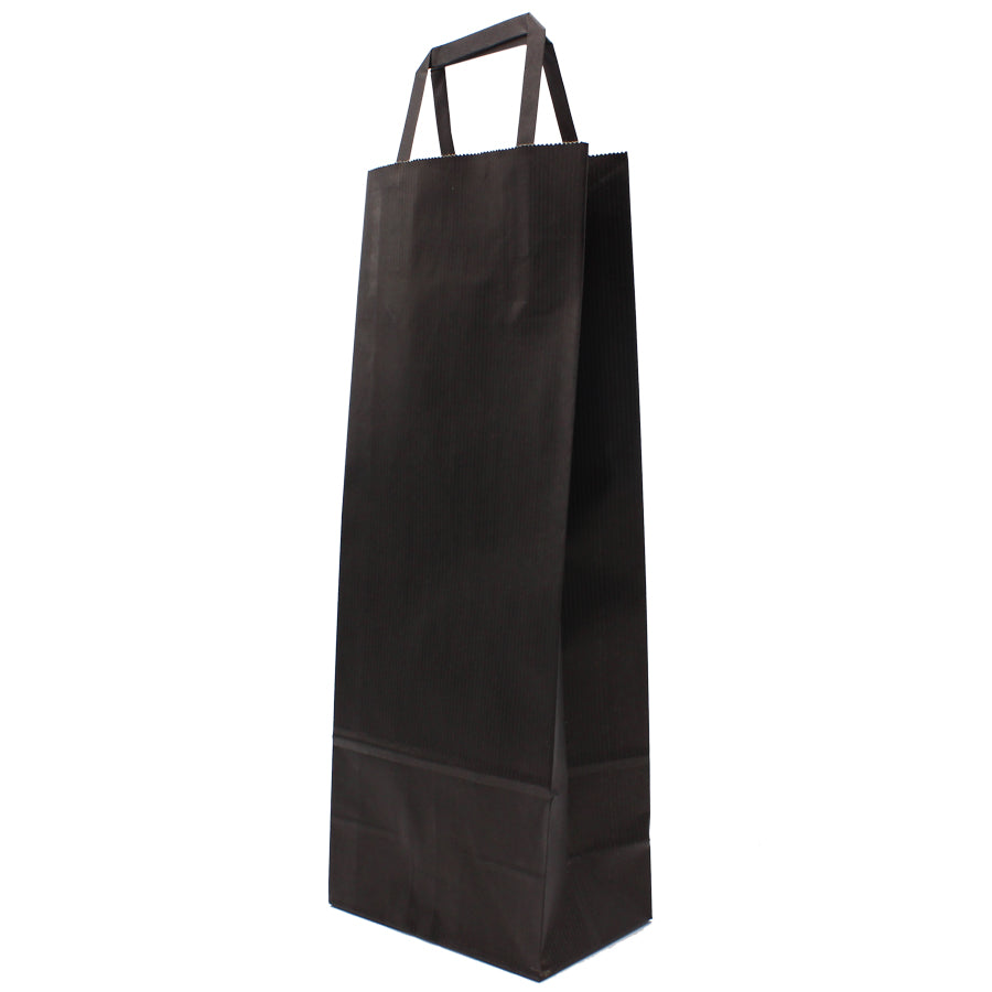 Sacos de Papel Asa Plana para Garrafa - Preto