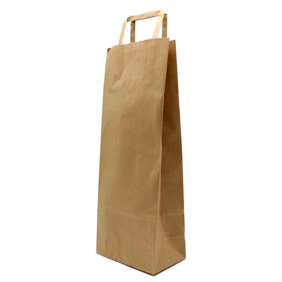 Bolsas de papel kraft natural con asa plana para botella - Kraft