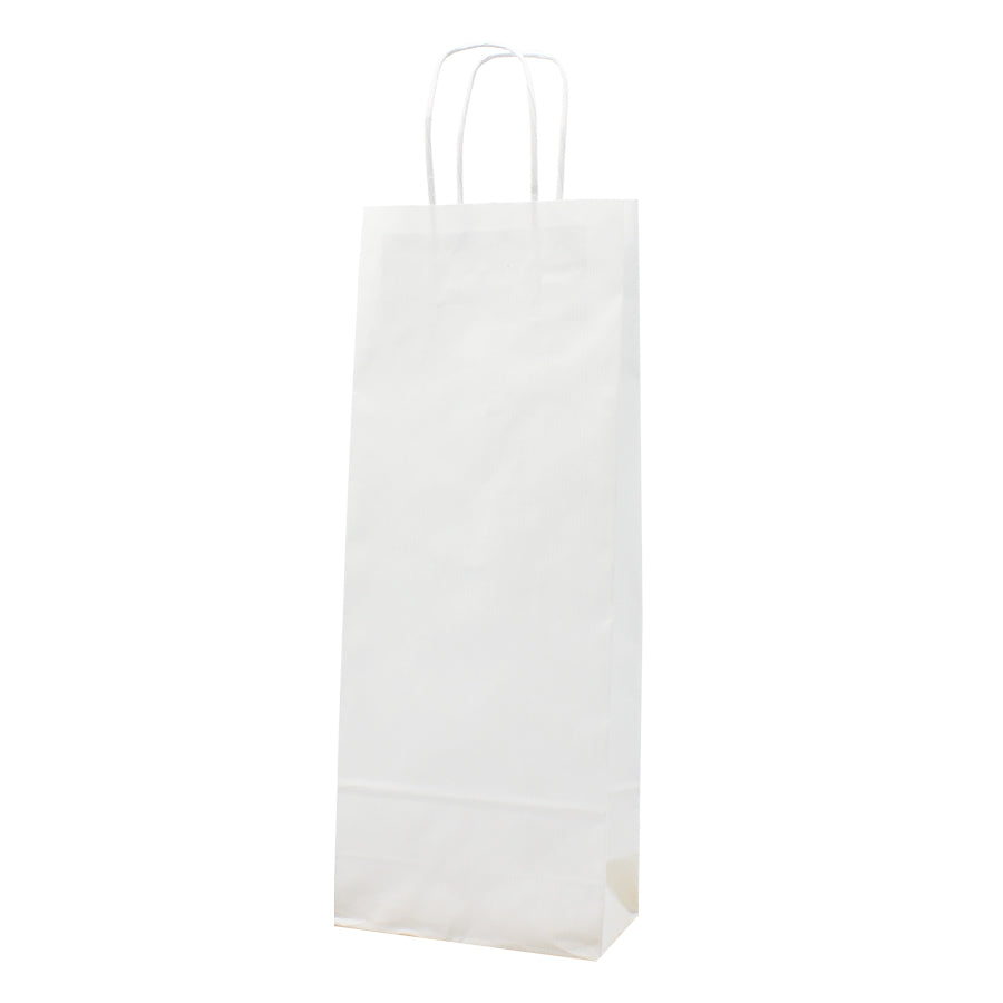 White Kraft Twisted Handle Bags for Bottles - White