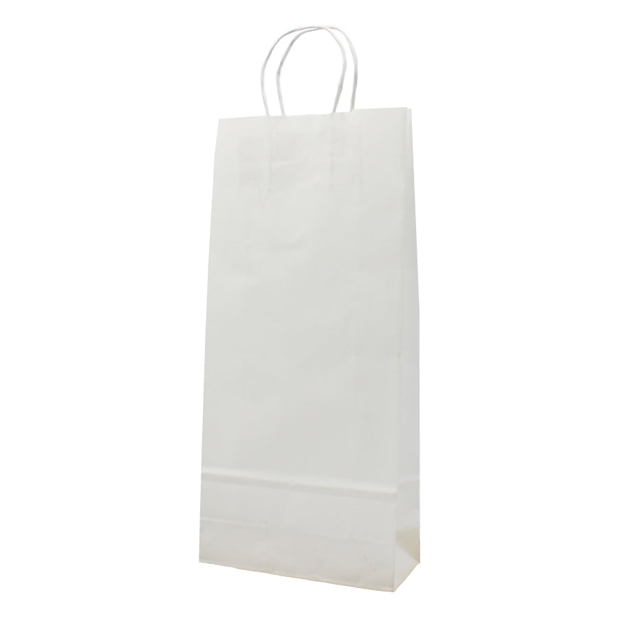 White Kraft Twisted Handle Bags for Bottles - White