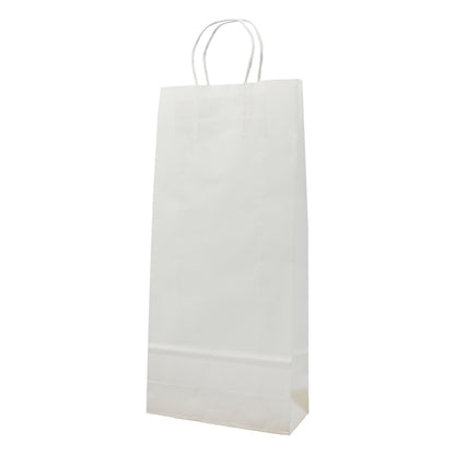 White Kraft Twisted Handle Bags for Bottles - White