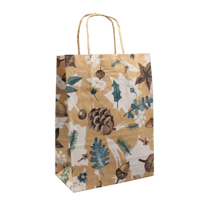 Kraft Twisted Handle Bags - Pine Cones