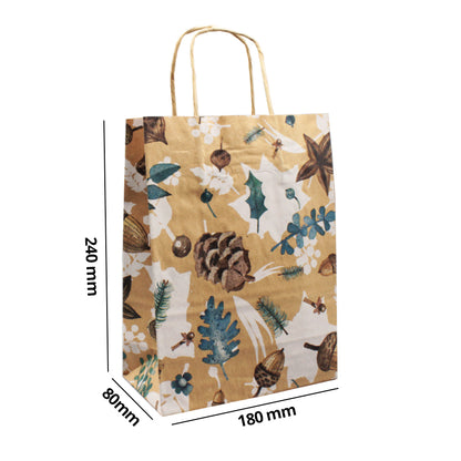 Kraft Twisted Handle Bags - Pine Cones