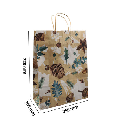Kraft Twisted Handle Bags - Pine Cones