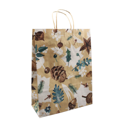 Kraft Twisted Handle Bags - Pine Cones