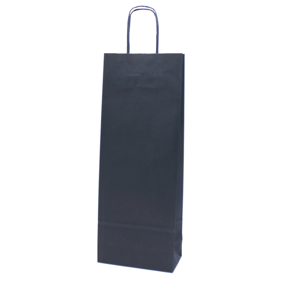Twisted Handle Kraft Bottle Bags - Navy Blue