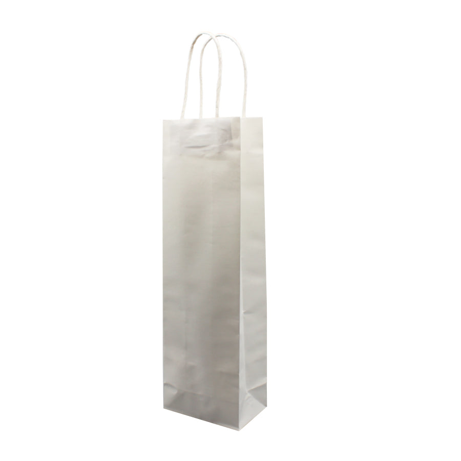 White Kraft Twisted Handle Bottle Bags - White