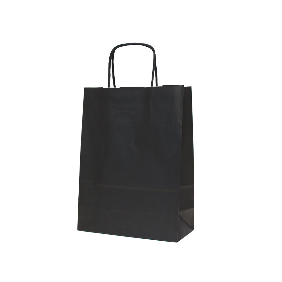 White Kraft Twisted Handle Bags 90gsm - Black