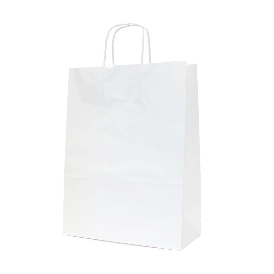 Twisted Handle Kraft White Bags 120gsm - White