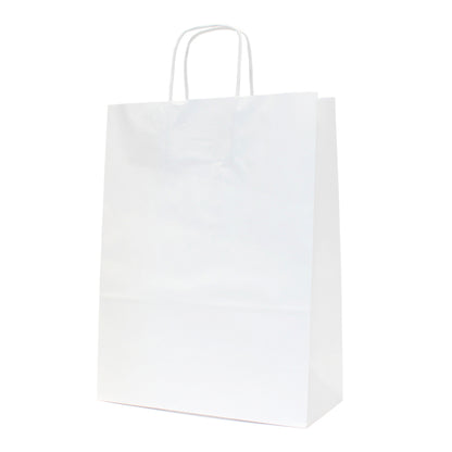 Twisted Handle Kraft White Bags 120gsm - White
