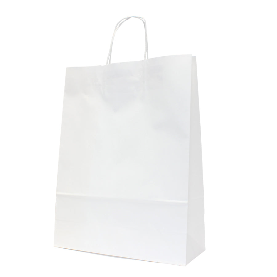 Twisted Handle Kraft White Bags 120gsm - White