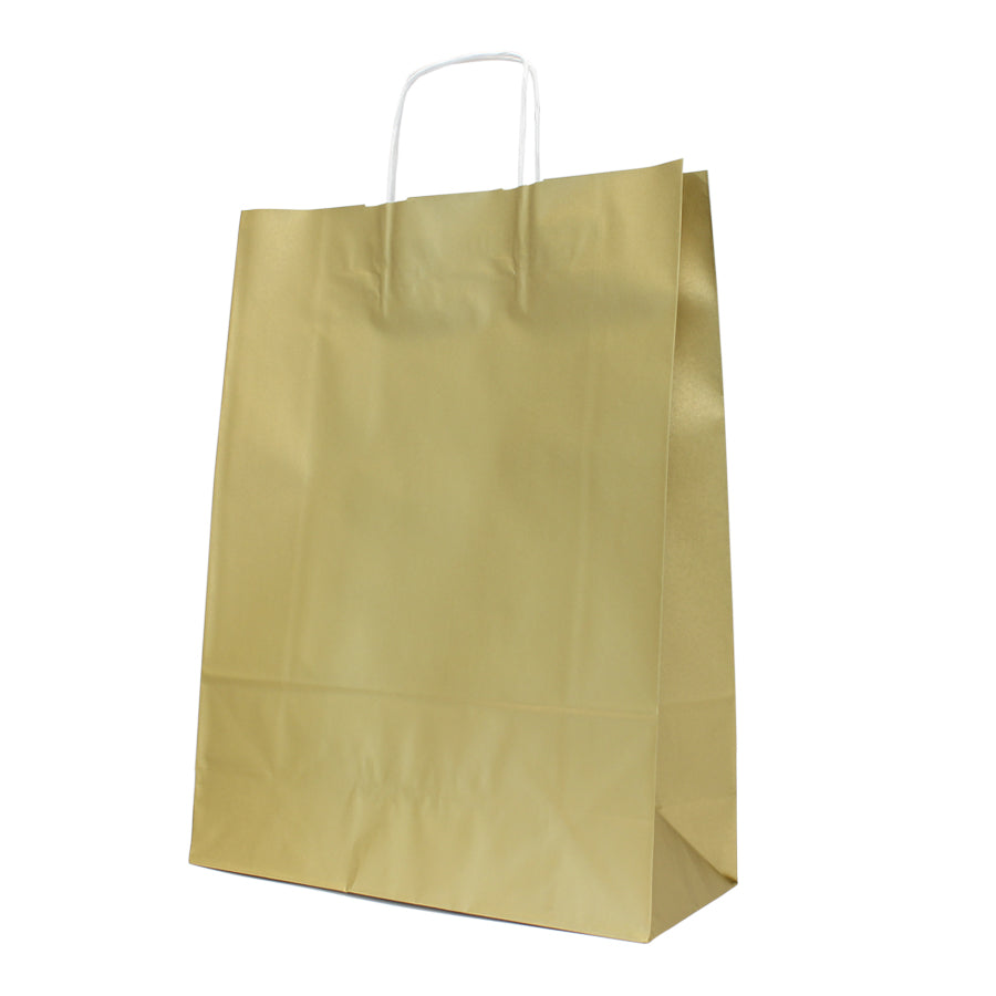 Twisted Handle Kraft White Bags 90g - Gold