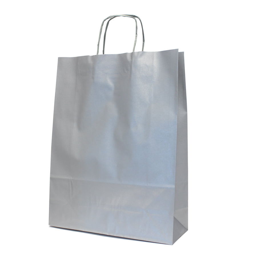 Twisted Handle Kraft White Bags 90g - Silver