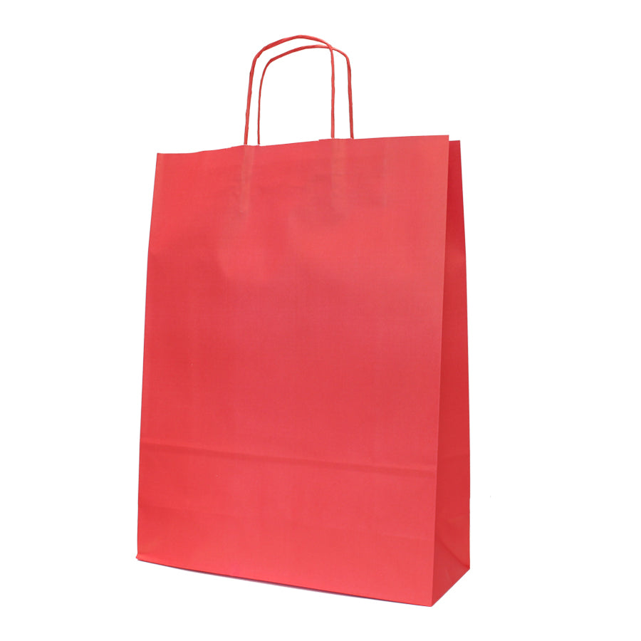 Twisted Handle Kraft White Bags 90g - Red
