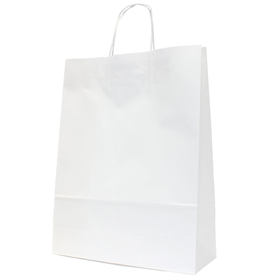 Twisted Handle Kraft White Bags 120gsm - White