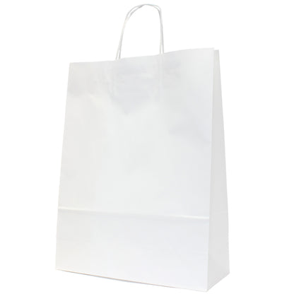 Twisted Handle Kraft White Bags 120gsm - White