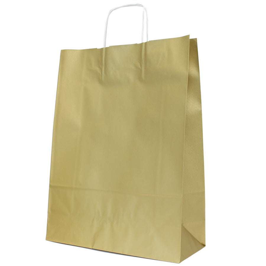 Twisted Handle Kraft White Bags 90g - Gold