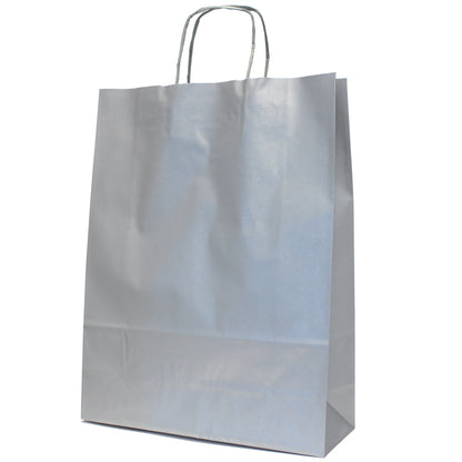 Twisted Handle Kraft White Bags 90g - Silver