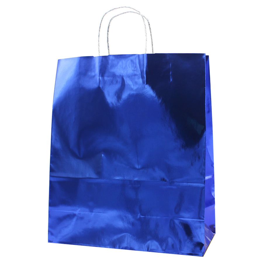 Metallized Twisted Handle Bags 130g - Dark Blue