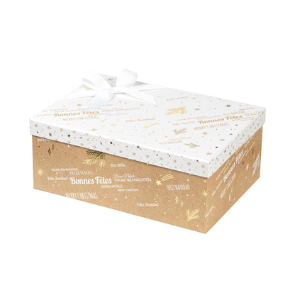 Caixas com Tampa e Fundo - Kraft e Branco - "Boas Festas"