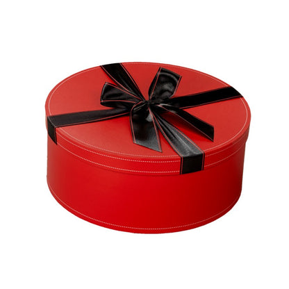 Coffret Redondo com Laço na Tampa - Vermelho - "Laço Branco"