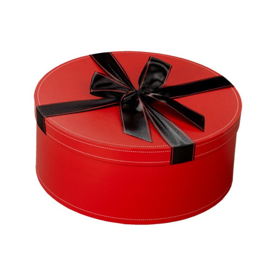 Coffret Redondo com Laço na Tampa - Vermelho - "Laço Branco"