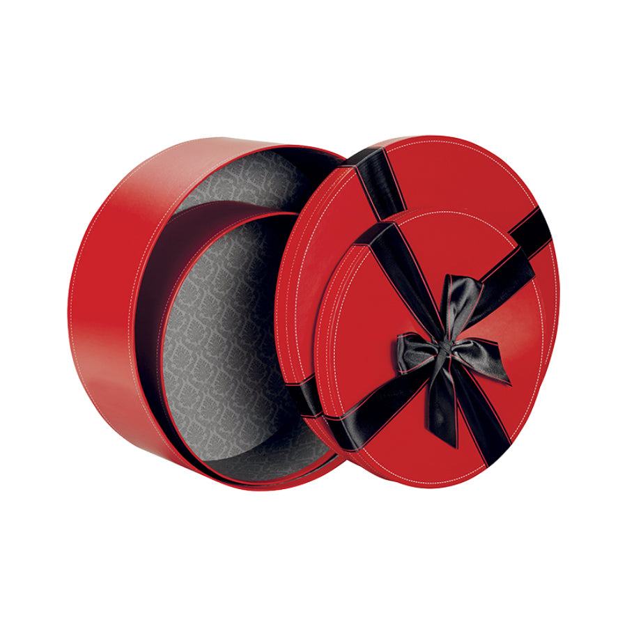 Coffret Redondo com Laço na Tampa - Vermelho - "Laço Branco"