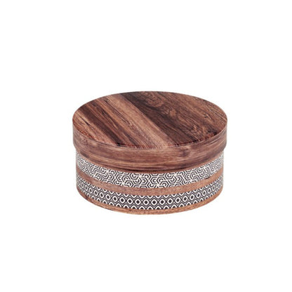 Coffret Redondo com Tampa e Fundo - Castanho - "Madeira"