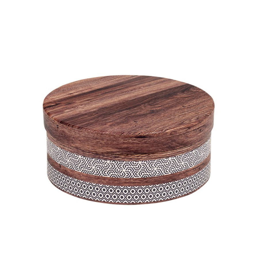 Coffret Redondo com Tampa e Fundo - Castanho - "Madeira"
