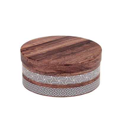 Coffret Redondo com Tampa e Fundo - Castanho - "Madeira"