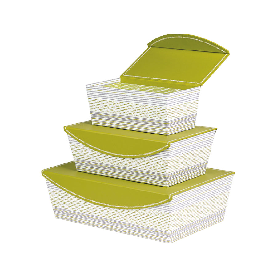 Coffret Retangular com Iman - Verde, Cinza e Branco