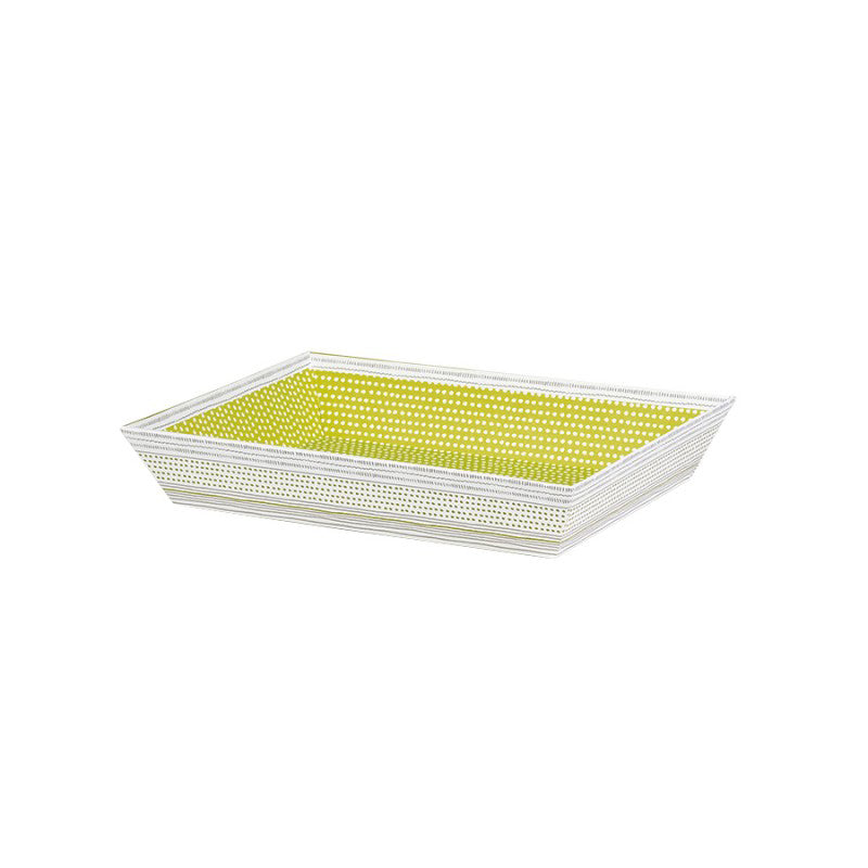 Rectangular Basket without Handle - Green, Grey, and White