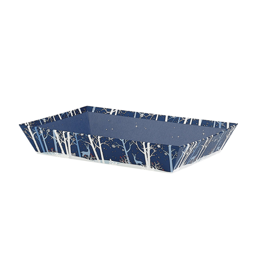 Cesto Cabaz Retangular sem Pega - Azul e Branco - "Renas"