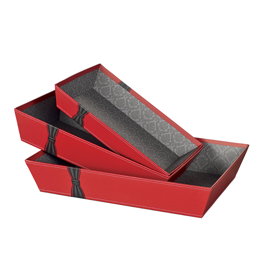 Cesto Retangular sem Pega - Vermelho e Preto - "Laço"