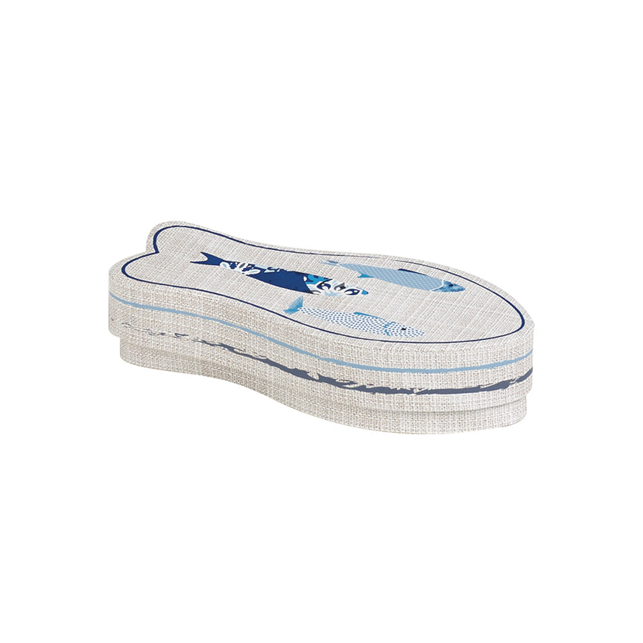 Caixa Peixe em Cartão - Azul e Branco - "Mar"
