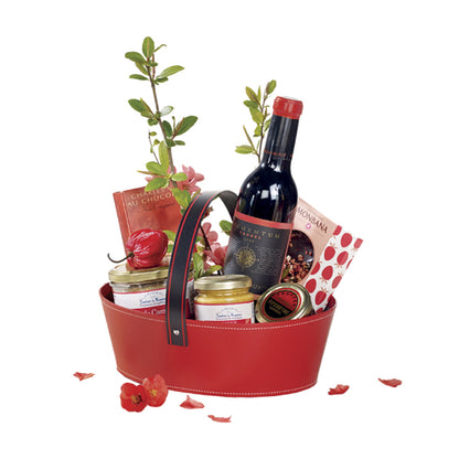 Cesto Cabaz com Alça - Vermelho e Preto