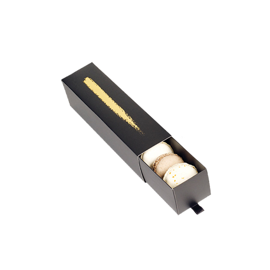 Caixa com Gavetas para Macarrons - Preto/Ouro