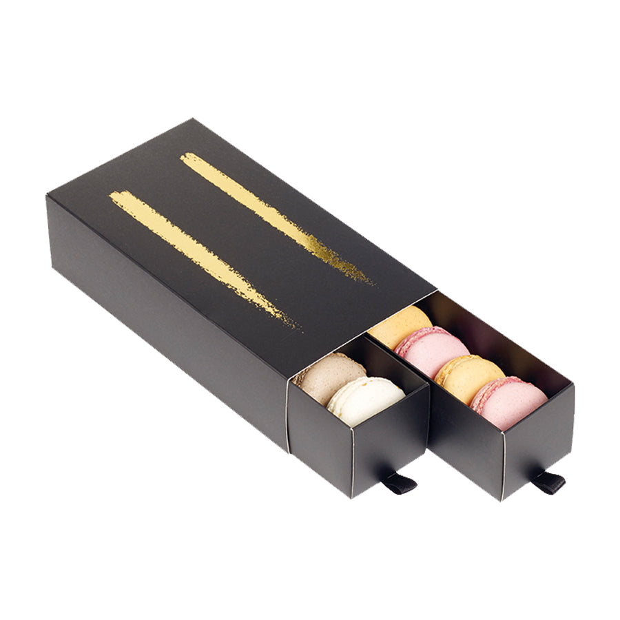 Caixa com Gavetas para Macarrons - Preto/Ouro