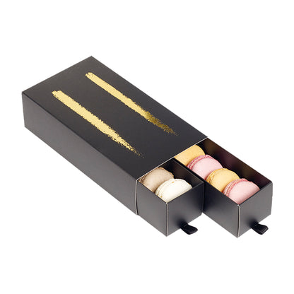 Caixa com Gavetas para Macarrons - Preto/Ouro