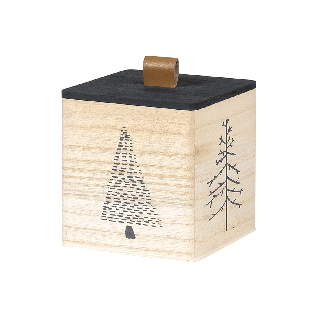 Square Box with Lid - Wood - "Grey Pine"