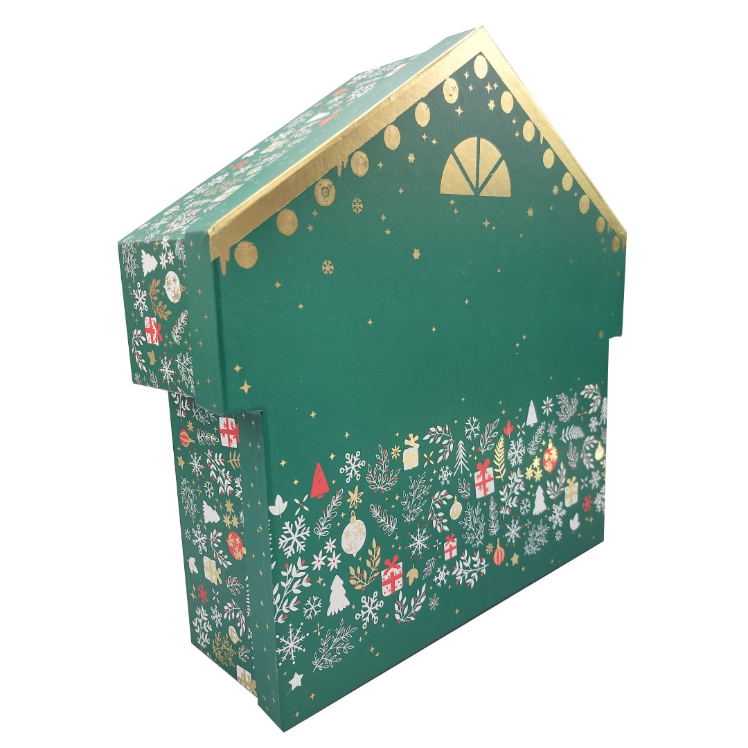 Caja con tapa y base - Multicolor - "Casita de Navidad"