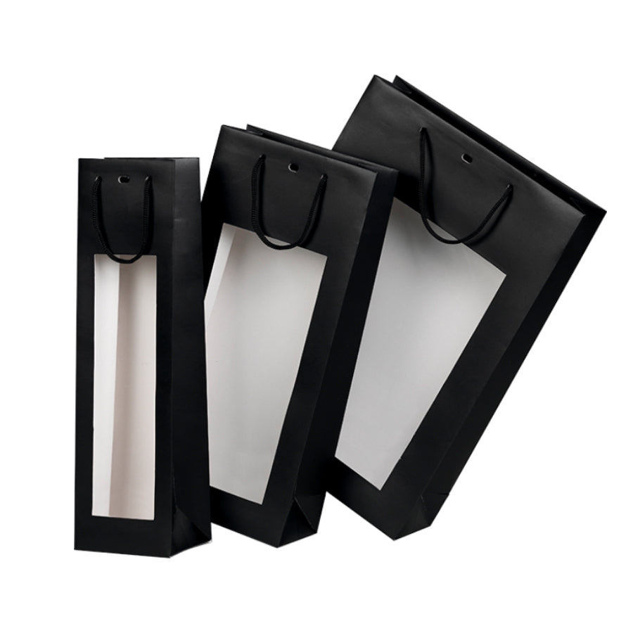 Sacos de Papel para Garrafa com Janela - Preto