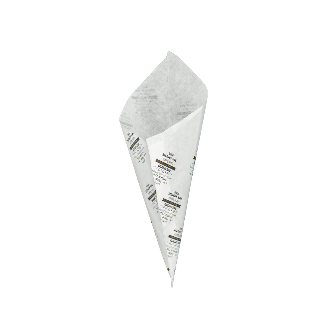 Cone em Papel Antigordura 60g - Branco e Preto - "Bom Apetite"